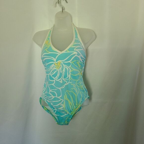 Lilly Pulitzer turquoise one piece swimsuit sz 4 - Picture 1 of 6
